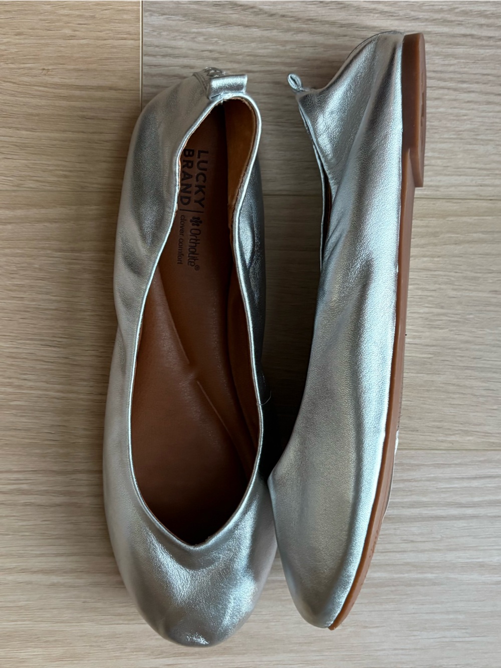 Metallic Silver Leather Ballet Flats